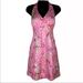 Lilly Pulitzer Dresses | Lilly Pulitzer Dress 0 Pink Floral Halter Mini Stargazer Cotton Vtg White Label | Color: Green/Pink | Size: 0