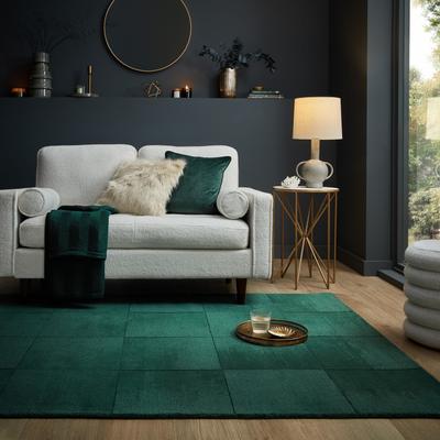 Wollteppich FLAIR RUGS "Demi Woll", grün, B:120cm H:10mm L:170cm, Wolle, Teppiche, Woll Teppich Image