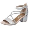 Sandalette RIEKER, Damen, Gr. 39, silber (silberfarben), Lederimitat, metallic, elegant, Schuhe, Sommerschuh, Sandale, Blockabsatz, mit praktischem Klettverschluss