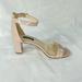 Nine West Shoes | Nine West Pruce Ankle Strap Block Heel Sandals Leather. Barely Nude Tan Size 7.5 | Color: Tan | Size: 7.5
