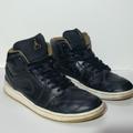 Nike Shoes | Nike Jordan 1 Shoes Mens Size 12 Black Metallic Gold Mids | Color: Black/Gold | Size: 12