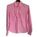 Lilly Pulitzer Tops | Lilly Pulitzer Long Sleeve Pink White Ruffle Button Down Jonni Shirt Size 8 | Color: Pink/White | Size: 8