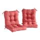 ENTENTE Outdoor Chair Cushions, Pack of 2 Chair Cushions with Back Seat, Tufted Thick Seat & Round Back Wicker Chair Cushions for Patio Furniture, Back Cushion with Ties, Garden Chair (Dusk pink)