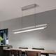 EVURU Chandelier Nordic Long Strip Hanging Light Fixture,Black 40W Linear Chandelier Ceiling Lights Adjustable Cord Hanging Pendant Lighting for Office Kitchen Bedroom Silver, B