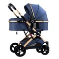 KITCISSL Baby Pushchair Stroller for Newborn, High Landscape Baby Stroller Carriage Two-way Pram Trolley for Infant and Toddler, Lightweight Baby Pram Stroller Ideal for 0-36 Months (Color : Blue B)