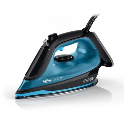 BRAUN Dampfbügeleisen "TexStyle 5 SI 5256 BL - 2.600 W, 210 g Dampfstoß, 300 ml Wassertank", schwarz (schwarz, blau), B:13cm T:15cm, Bügeleisen, 50 g Dampfmenge, SuperCeramic Bügelsohle, 30 Sek. Aufheizzeit