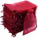 Lot de 100 sachets en organza Rouge, 10 x 15 cm, pochette cadeau en organza, pochette à bijoux,