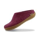 GLERUPS Slip On Slippers Women and Men with Rubber Sole (Red) | Unisex Slip-on Wool Slipper Shoes Women Men | Comfy Outdoor Indoor Slippers | Cosy Gents and Ladies Slippers