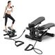Stepper,Multifunction Mini Fitness Hydraulic With Display Machine Aerobic Cardio Exercise Trainer Monitor Resistance Bands, Exercises Load 150 kg