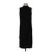 Coldwater Creek Casual Dress - Midi Mock Sleeveless: Black Dresses - Women's Size 4 Petite
