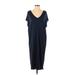 LOVE X DESIGN Casual Dress - Popover: Blue Solid Dresses - Women's Size Small