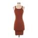 Denim Forum Casual Dress - Mini: Brown Solid Dresses - New - Women's Size Small