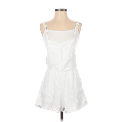 Polly Romper Square Sleeveless: White Solid Rompers - Women's Size 8