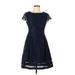 Jessica Howard Cocktail Dress - Fit & Flare: Blue Dresses - Women's Size 10 Petite