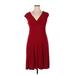 Lauren by Ralph Lauren Casual Dress - Fit & Flare: Burgundy Solid Dresses - Women's Size 14