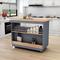 Rolling Kitchen Island Two-sided Kitchen Cart with Rubber Wood Top