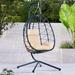 Outdoor Swing Chair Wicker Waterproof Egg Chair, 100% Hand Woven