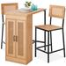 3-Piece Rattan Dining Set, Counter Height Boho Dining Table for Kitchen for 2, Dining Room w/Adjustable Storage Shelves