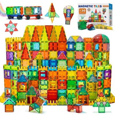 Magnetic Tiles,130PCS Magnetic Blocks with 2 Cars,...