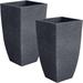 Plant Pots 2 Pack - Modern Indoor/Outdoor Planters for Home Decor - Weather-Resistant Large Flower Pots