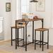 Bar Table Set with Power Outlet, 39.4" Bar Table and Chairs Set, 3-Piece Pub Table Set, Kitchen Bar Height Table with 2 Stools