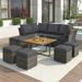 10 Piece Patio Furniture Set, Outdoor Conversation Set, Patio Sectional Sofa Set with Solid Wood CoffeeTable & Ottomans for Lawn