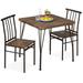 3-Piece Dining Set Modern Dining Table Set, Metal and Wood Square Dining Table for Kitchen, Dining Room, w/ 2 Chairs