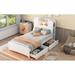 Twin Size Platform Bed with 2 Storage Drawers and Bookcase Headboard, Solid Wood Storage Bed w/ Light Strip Design in Headboard