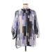 Avenue Long Sleeve Blouse: Purple Color Block Tops - Women's Size 14 Plus