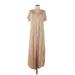 Lularoe Casual Dress - Maxi: Tan Chevron/Herringbone Dresses - Women's Size Large