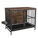 Tucker Murphy Pet™ Elrene Double-Door Dog House w'Tray & Adjustable Bowls - Modern Design for Dogs Up to 60lbs in Brown | Wayfair