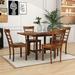 Red Barrel Studio® Raheemah Compact 5-Piece Dining Table Set w/ Extendable Drop Leaf Design & Four Chairs, Rubber in Brown | Wayfair