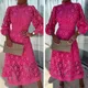 Französisch inspiriertes Abendkleid elegantes Spitzen-Maxi kleid mit Blasen ärmeln Stehkragen Damen