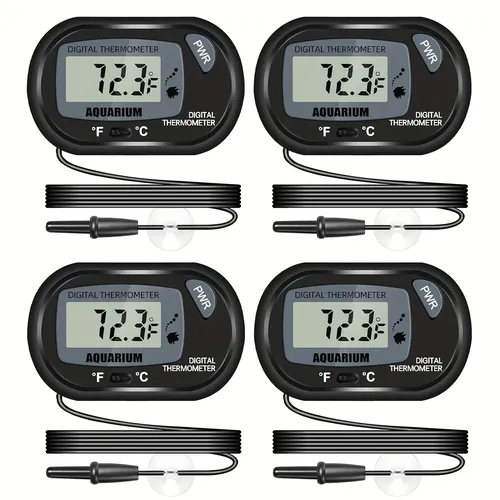 4 Stück LCD digitales Aquarium Thermometer Aquarium Thermometer mit wasserfester Sensors onde und