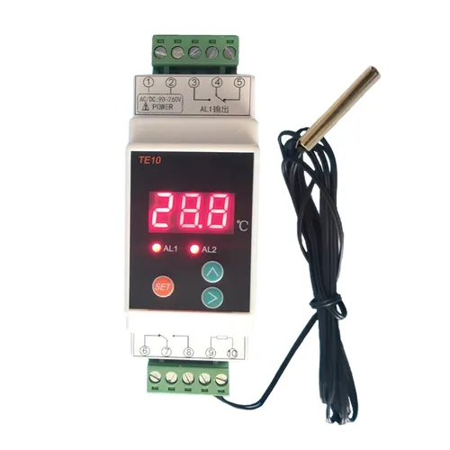 DIN-Schienen-Thermostat mit -40 ~ 110 ℃ Praktischer 2-Wege-Relaisausgang Temperaturalarmregler