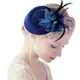 Exquisite Fascinator Hut mit Haars pange dekorative Anti-Fall Faux Feder Blume Mesh Kopf bedeckung