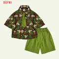 Coreano 1-7Y estate bambini vestiti ragazzo cotone motivo floreale camicia + corto 2 pezzi Set abiti