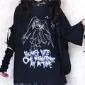 T-shirt graphique Goth Anime pour femmes et filles Streetwear Grunge Vêtements Emo Noir