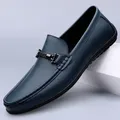 Mocassins en cuir blanc à enfiler pour hommes chaussures décontractées mocassins de marque