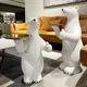 Grande table d'appoint d'ours polaire surdimensionnée sculpture d'escalier créative ornement de