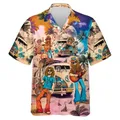 Chemises de plage Hiphelicopter Music Graphic pour hommes Hip Hop Rock Singer Revers Blouse
