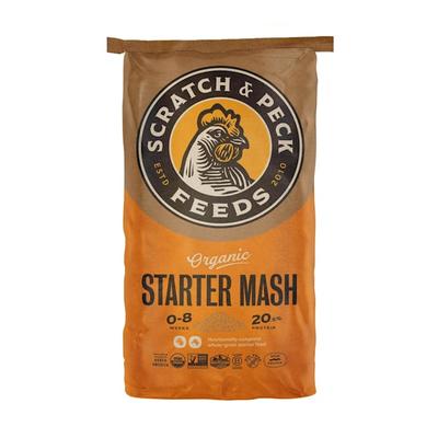 Scratch and Peck Feeds Starter Mash Organic Chicken and Duck Feed, 25 lbs.