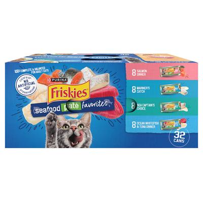 Purina Friskies Seafood Favorites Wet Cat Food Pate Variety Pack, 5.5 oz., Count of 32