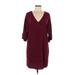 Trina Turk Casual Dress - Shift: Burgundy Solid Dresses - Women's Size Medium