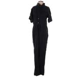 Banana Republic Factory Store Jumpsuit Crew Neck Short Sleeve: Black Solid Jumpsuits - Women's Size X-Small