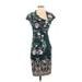 Roberto Cavalli Casual Dress - Sheath: Teal Jacquard Dresses - Women's Size 40