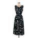 Nina Leonard Casual Dress - Midi: Teal Jacquard Dresses - Women's Size Medium