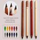 13pcs/set Wooden Eternal Pencil Ink Free Unlimited Writing Hb Replaceable Pen Tip For Student Art Painting Office Tool Supplies (1 Pen+12 Pen Heads)