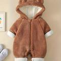 Baby Winter Clothes Cotton-padded Clothes, Fleece Lined Thick One-piece Newborn Baby Going Out Jumpsuit, Climbing Clothes, Baby Clothes For Boys And Girls