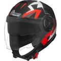 Germot GM 650 Dekor Casque jet, noir-gris-rouge, taille XS